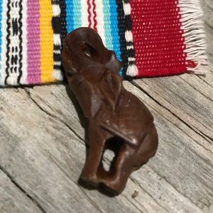 Vintage Hand Carved Wooden Elephant Pendant